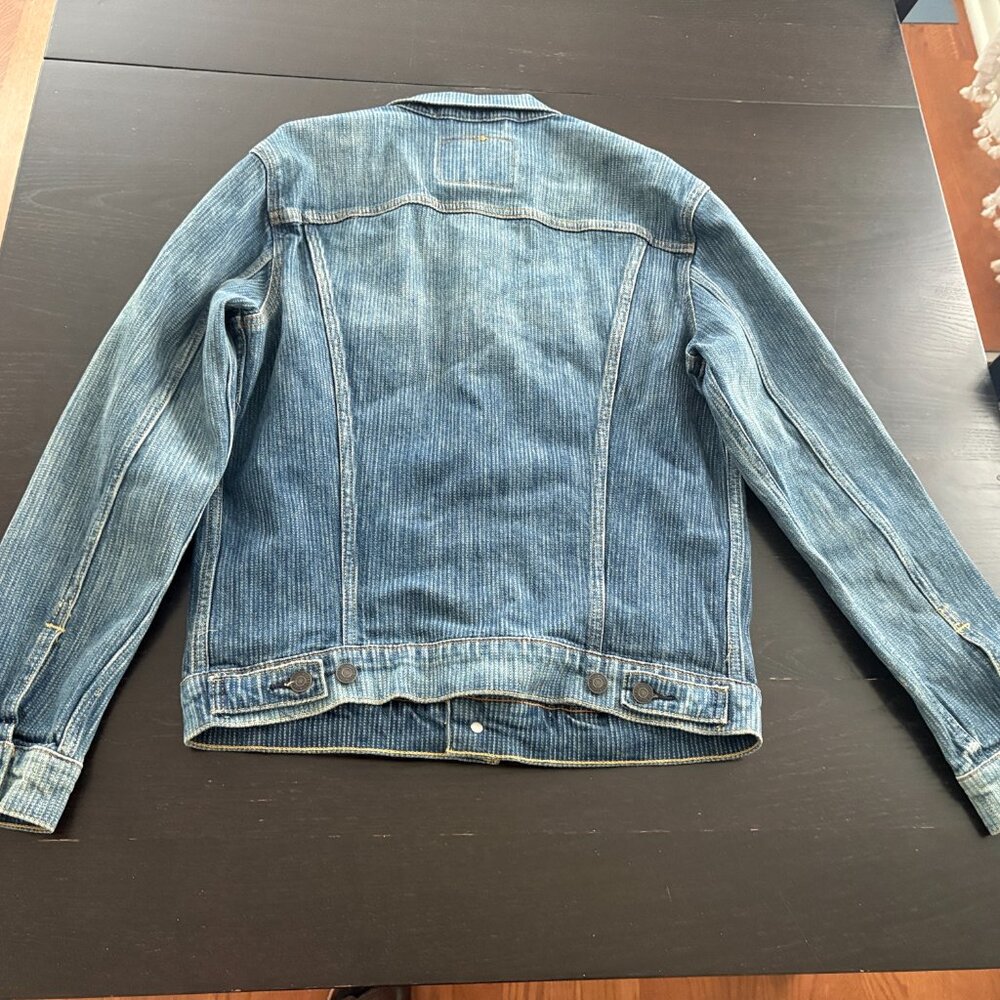 Mens Levi's Denim Trucker Biker Moto Punk Striped Jacket Size Medium - Picture 6 of 7